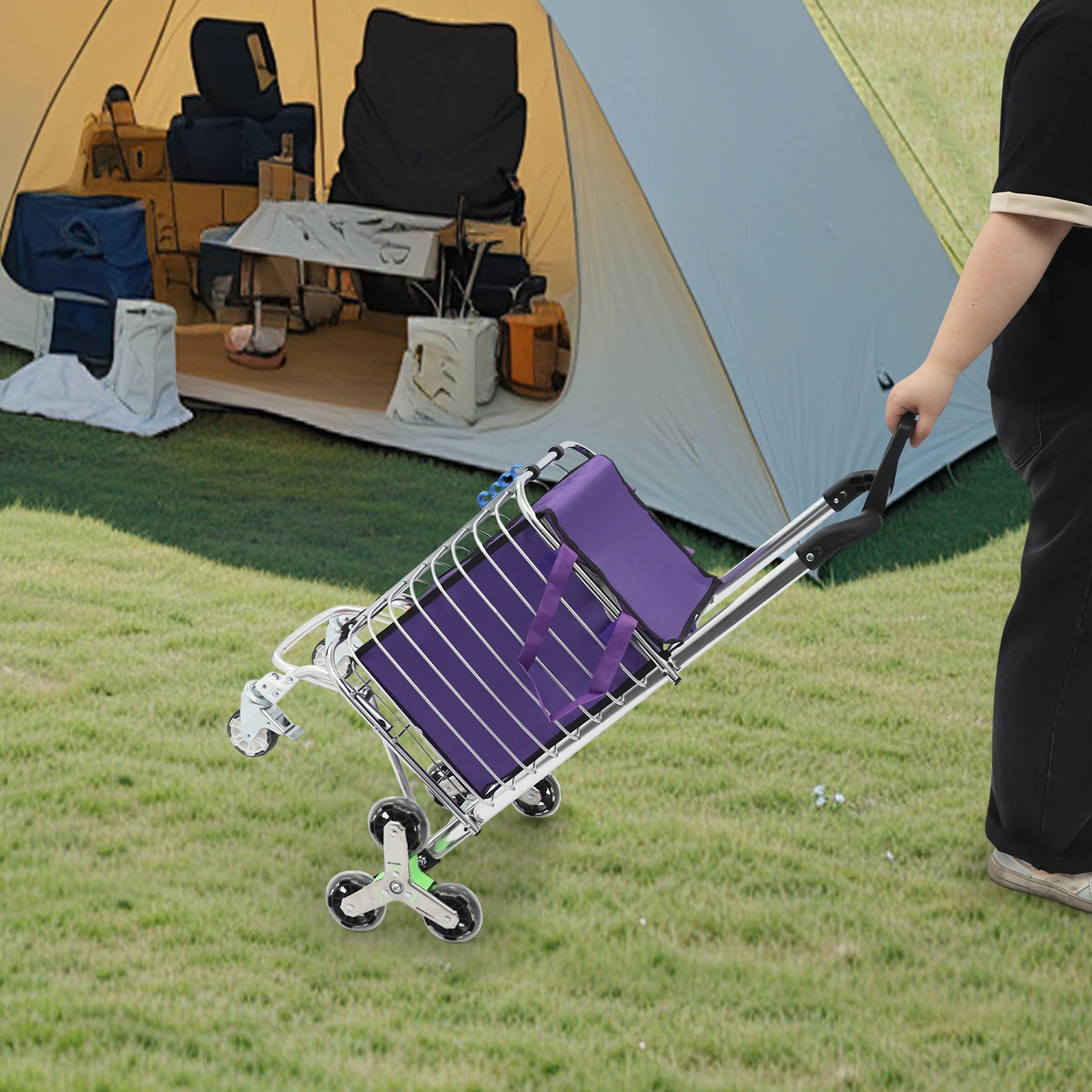 BulkHarbor Einkaufswagen zum Treppensteigen, Wäschewagen für Lebensmittel mit abnehmbarem, wasserdichtem Innenfutter, 360° ° Schwenkräder Image