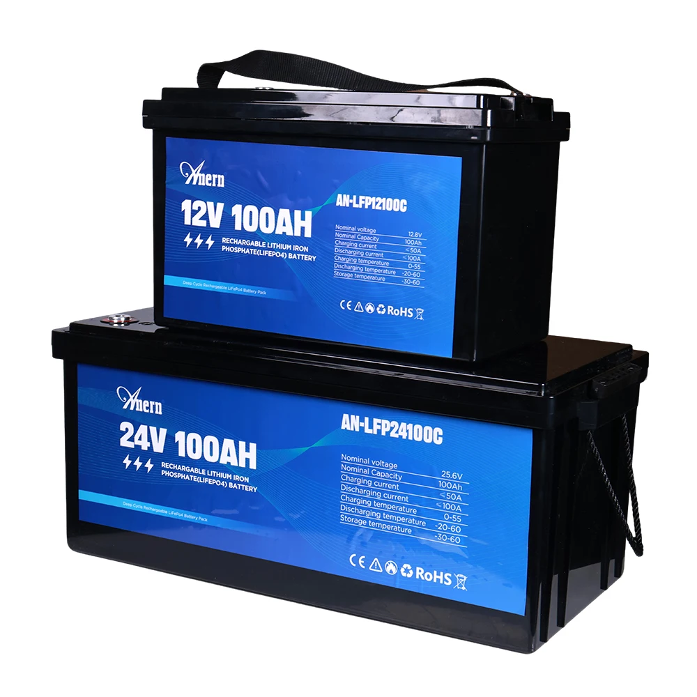 12 V 24 V 100 Ah wiederaufladbarer Lithium-Eisenphosphat-LiFePO4-Akku 1280 Wh 2560 Wh Li-Ionen-Akku Image