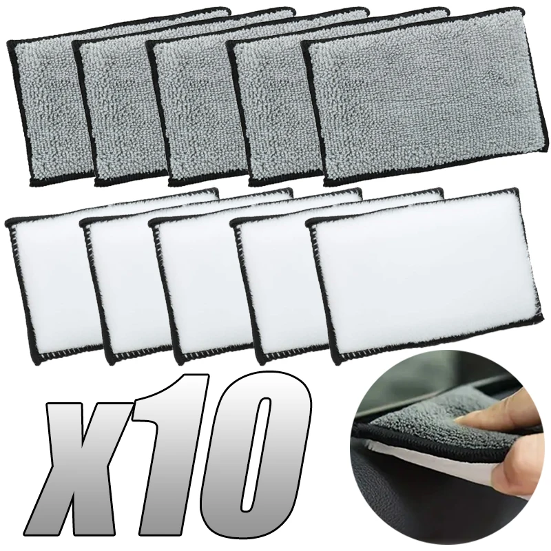 2-10Pcs Weiche Doppel Seite Mikrofaser Schrubben Schwamm Auto Leder Reinigung Mikrofaser Handtuch Wachs Schwamm Auto Detaillierung Werkzeuge Image