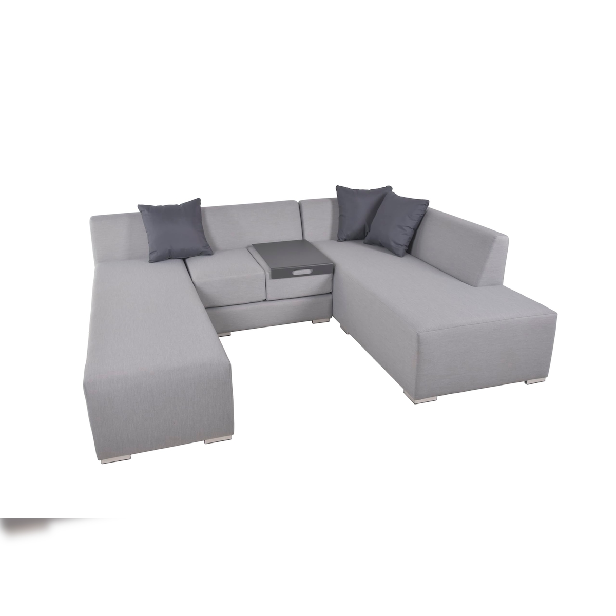 DELUKE Gartenloungeset BERT 3tlg. - Alu/Polyester, inkl. Auflagen, Grau | Gartenmöbel Set Garten Loungegruppe Lounge-Set Pool Loungegarnitur Image