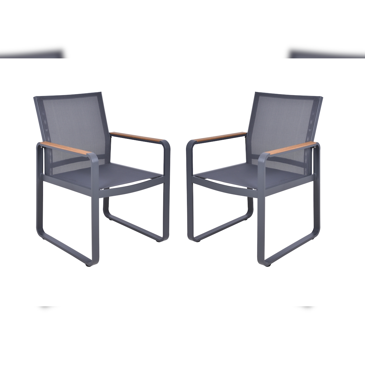DELUKE Gartenstuhl 2er Set KETIL - Teak, Anthrazit | Gartenstühle Wetterfest Essstühle Outdoor Terrasse Image