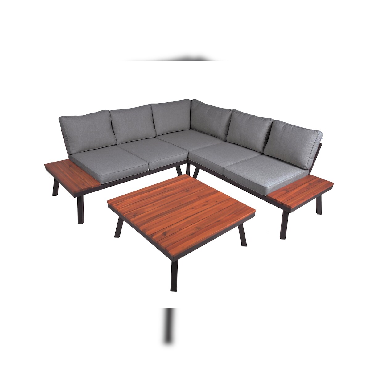 DELUKE Gartenloungeset JULIE 4tlg. - Akazie, Dunkelgrau | Gartenmöbel Set Garten Loungegruppe Lounge-Set Pool Loungegarnitur