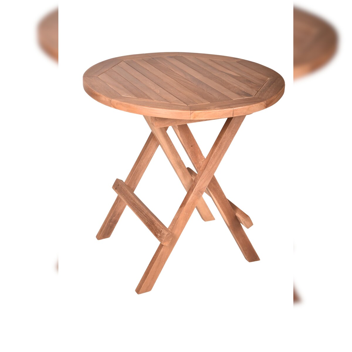 DELUKE Gartentisch NELLE rund - Teak, Teakbraun, 50x50x51cm | Garten Beistelltisch Wetterfest Outdoor Tisch Image
