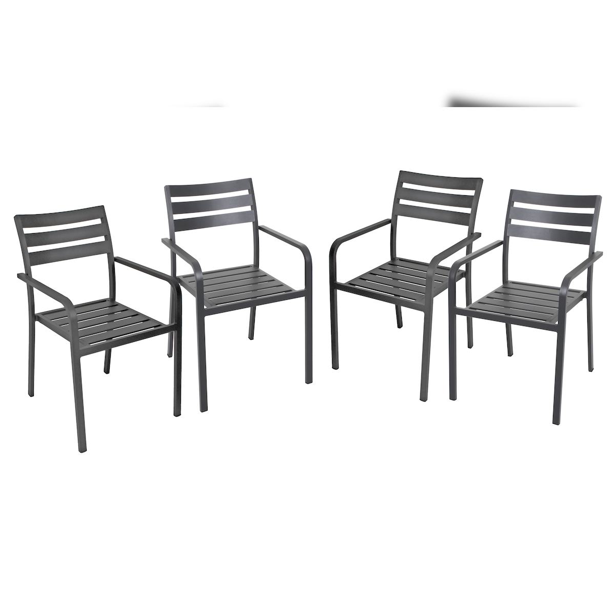 DELUKE Gartenstuhl 4er Set WILMA - Aluminium, Anthrazit | Gartenstühle Wetterfest Essstühle Outdoor Terrasse Image