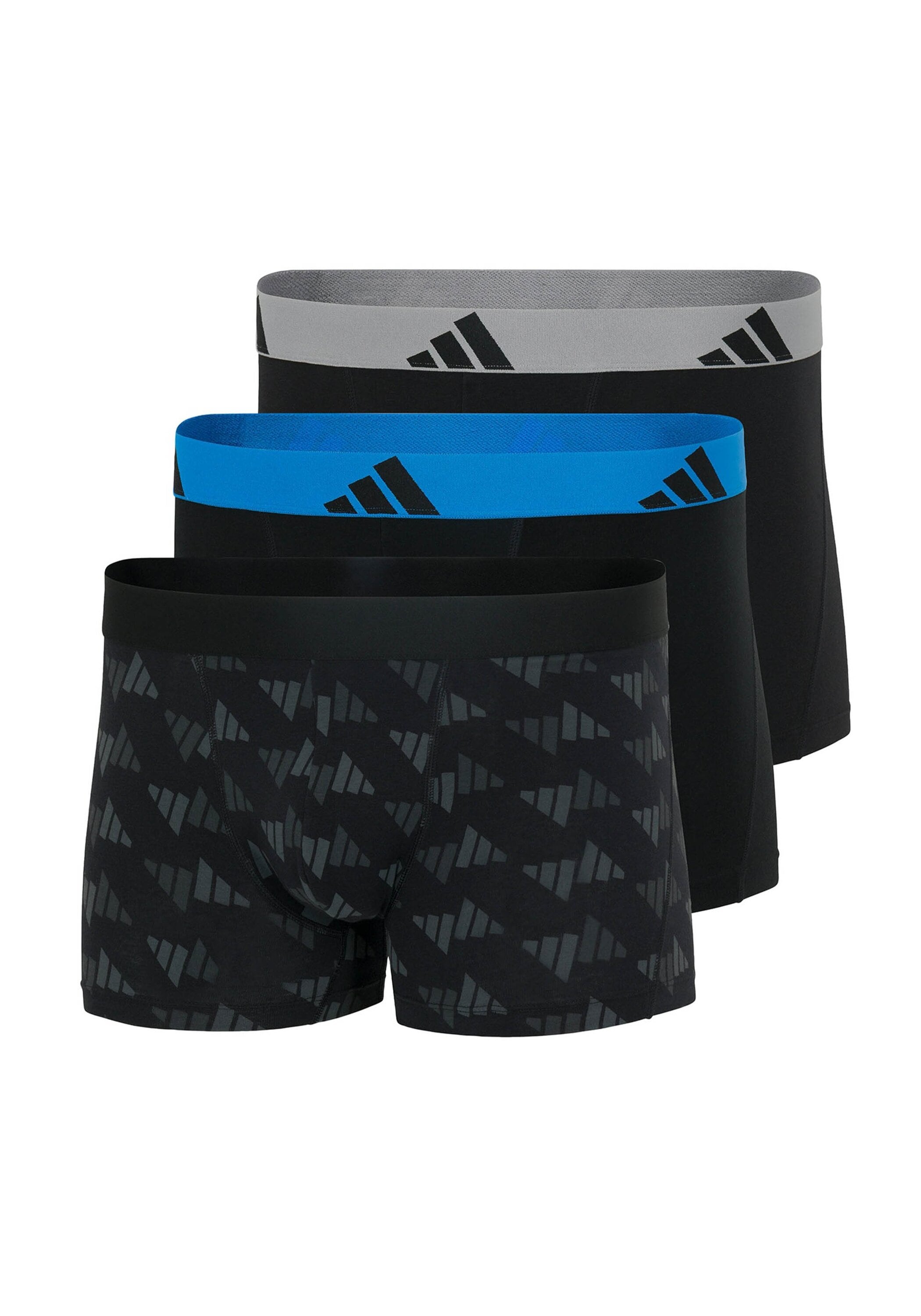 Boxershorts ADIDAS ORIGINALS "Boxershort 3er Pack", Herren, Gr. XL, bunt (schwarz, grau, blau), Obermaterial: 95% Baumwolle CO. 5% Elasthan EL., Unterhosen
