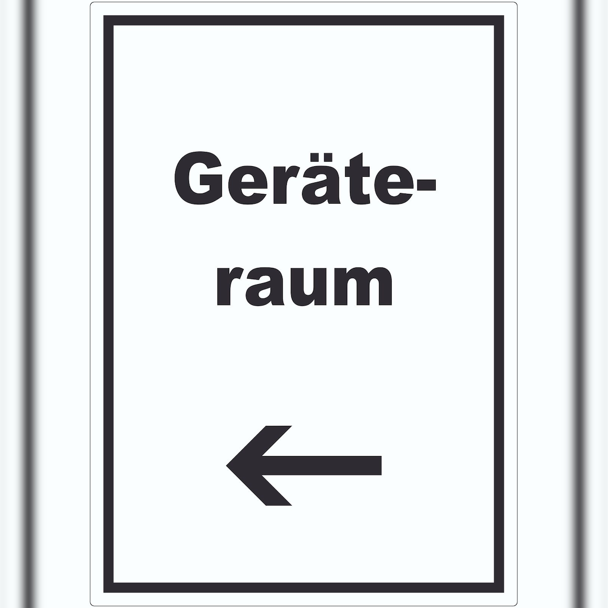 HB-Druck Geräteraum Aufkleber mit Text und Richtungspfeil links Schuppen hochkant A1 (594x841mm) Image
