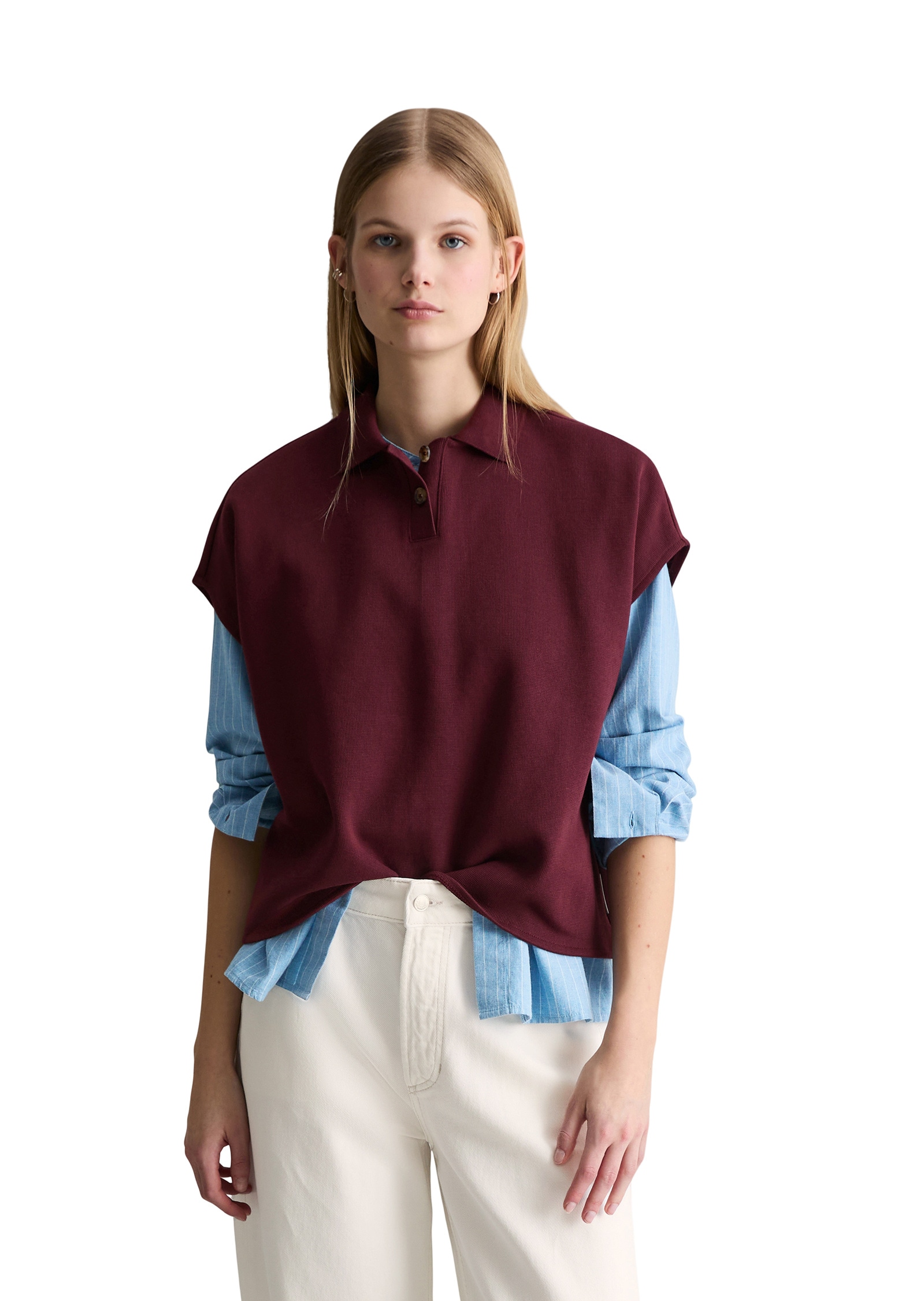 Poloshirt MARC O'POLO DENIM "aus Organic Cotton", Damen, Gr. S, merlot rot, Obermaterial: 100% Baumwolle, unifarben, Shirts