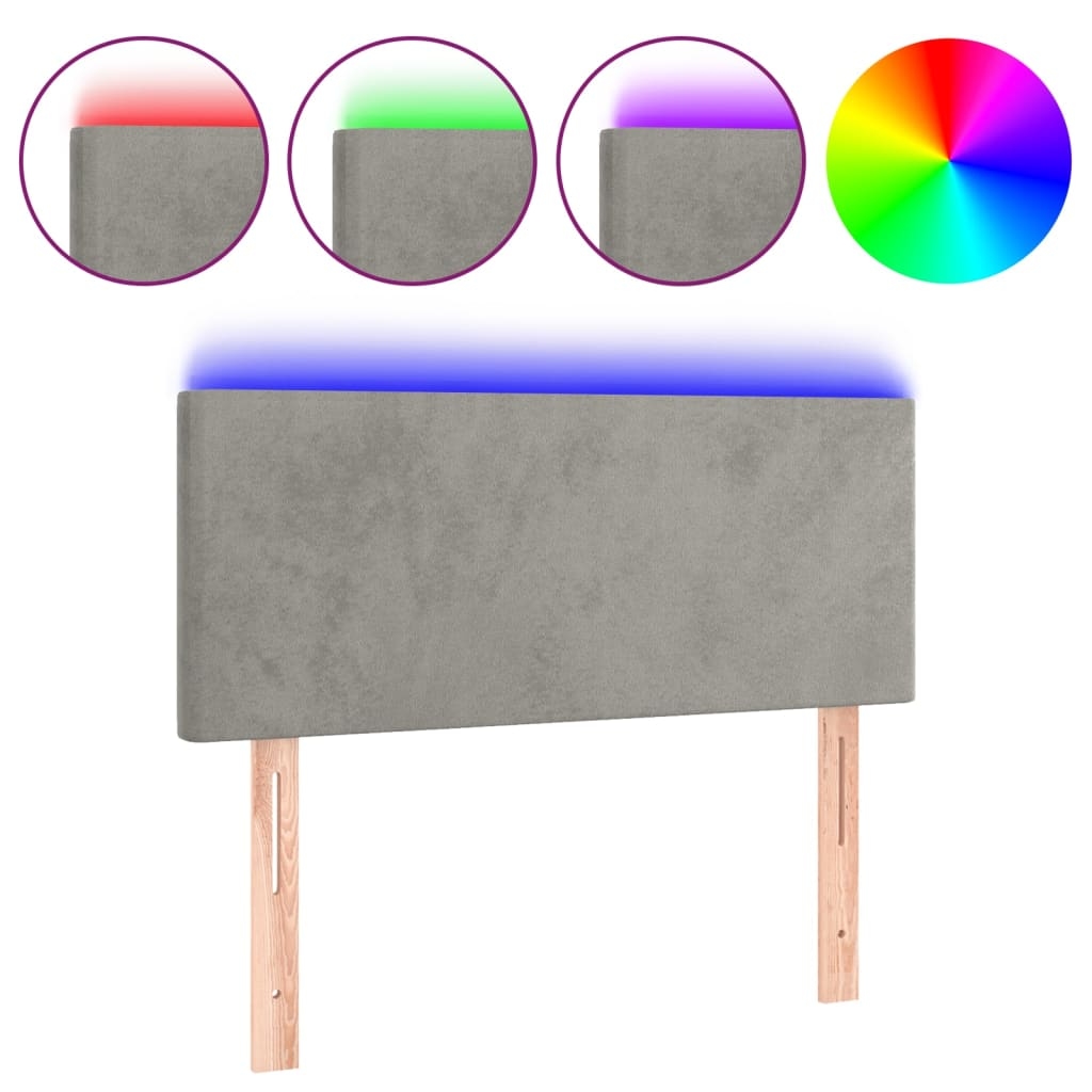 vidaXL LED Kopfteil Hellgrau 100x5x78/88 cm Samt Image