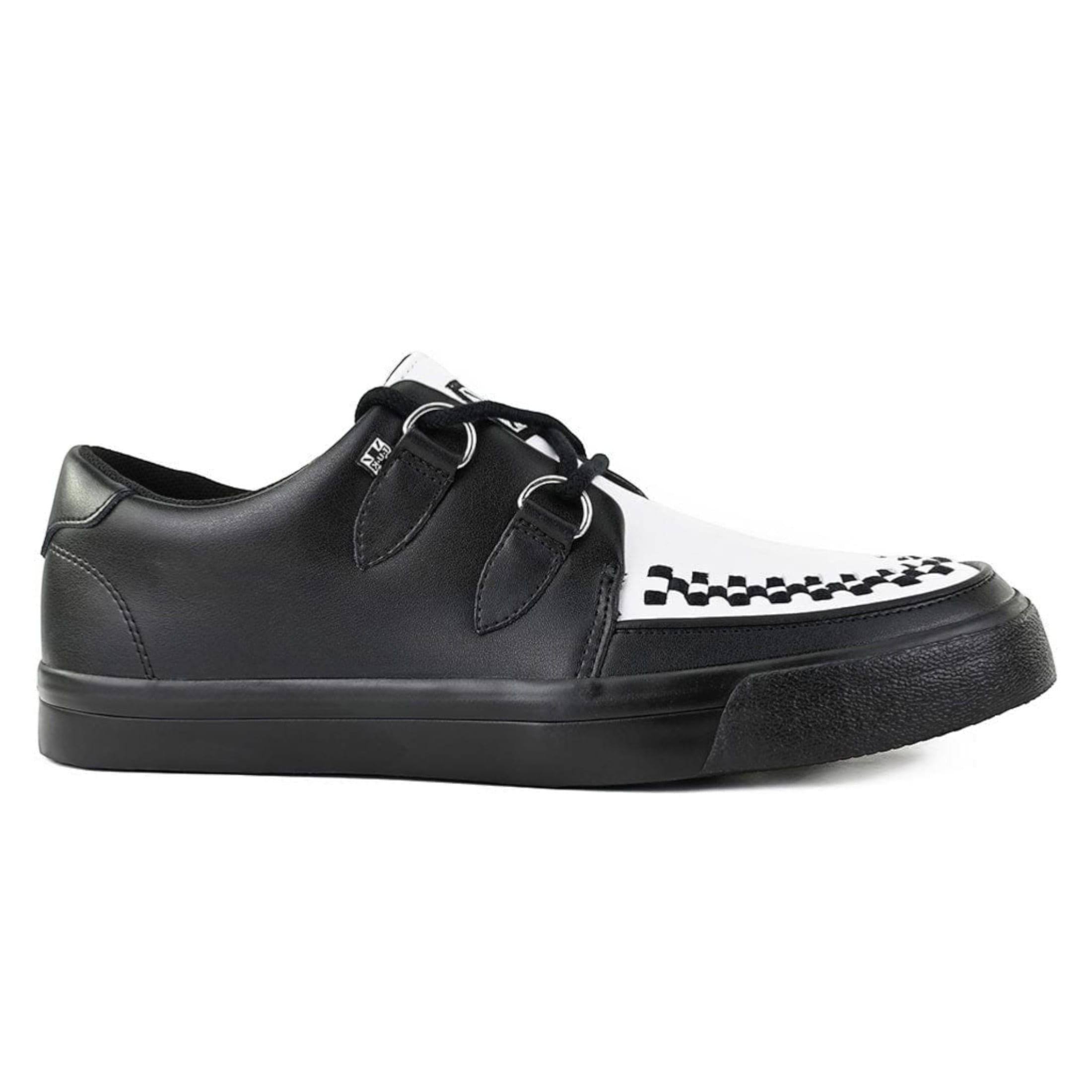 TUK Pointed Creeper Sneaker, schwarz-weiße Plateau-Schuhe aus Leder - A9180
