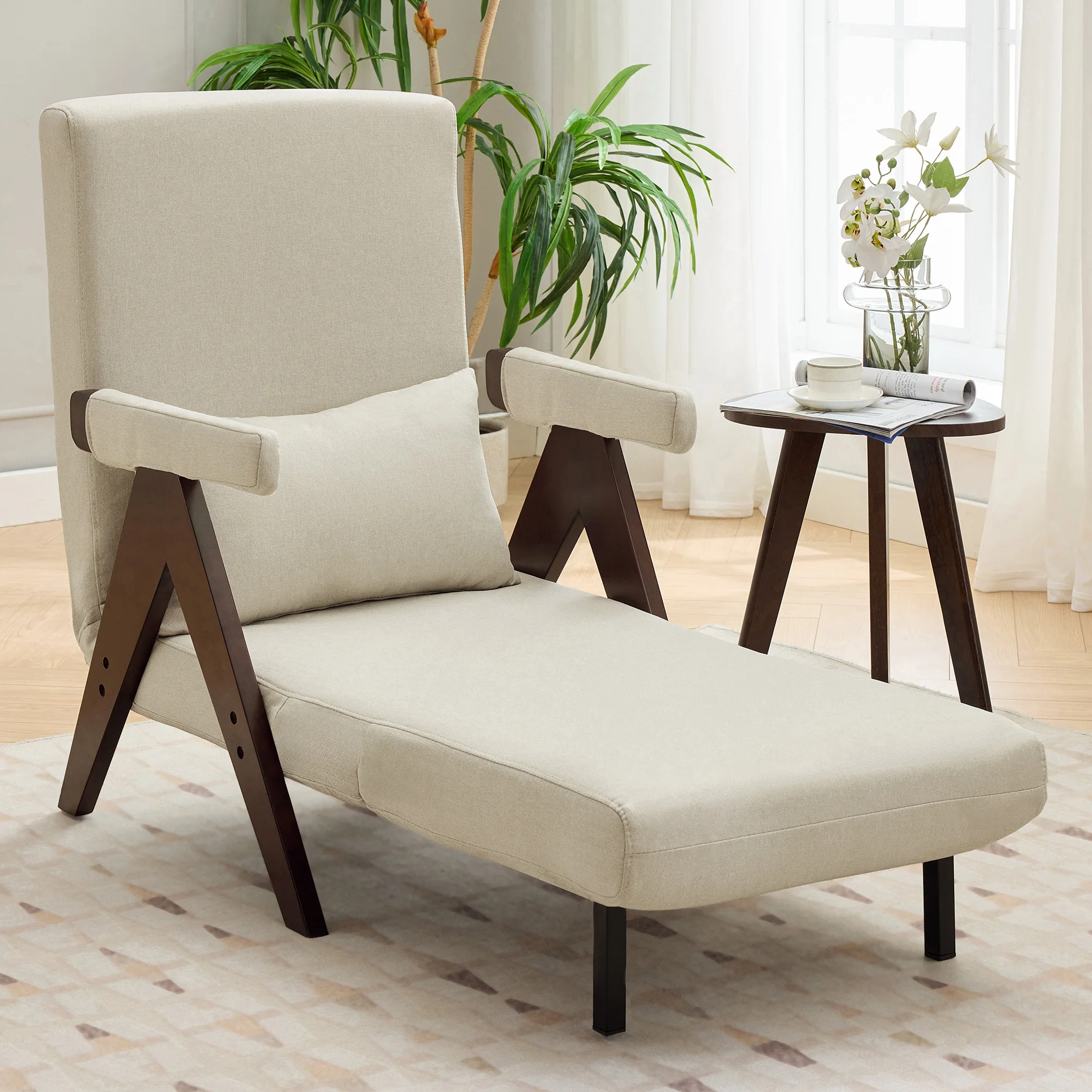 3-in-1-Wandersessel mit Schlaffunktion, gepolsterter Klappsessel, gepolsterter Sitz, Loungesessel, Einzelbett Image