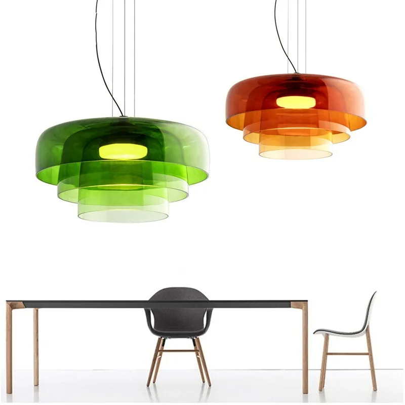 LEVELS Glas-Pendelleuchten, runde orange-grüne LED-Lampe für Bar, Wohnzimmer, Esstisch, Küche, Insel, Decke, Hängelampe