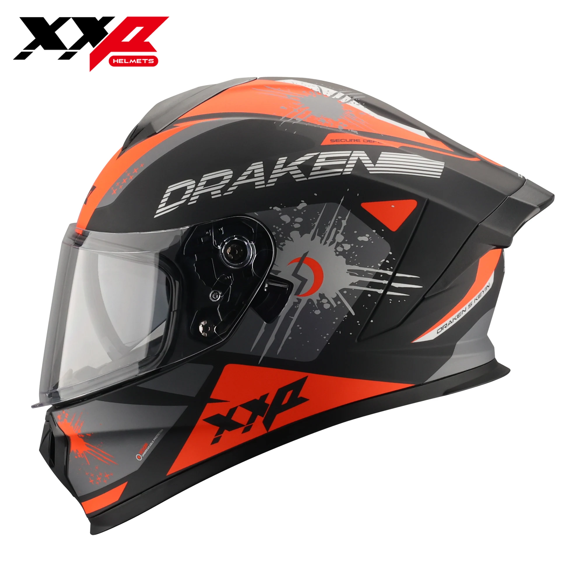 Motorradhelme Xxp Draken S Integralhelm mit Doppelvisier Motocross-Helm Matt Schwarz Orange ABS-Schale Schnellverschluss Neuerscheinung Image