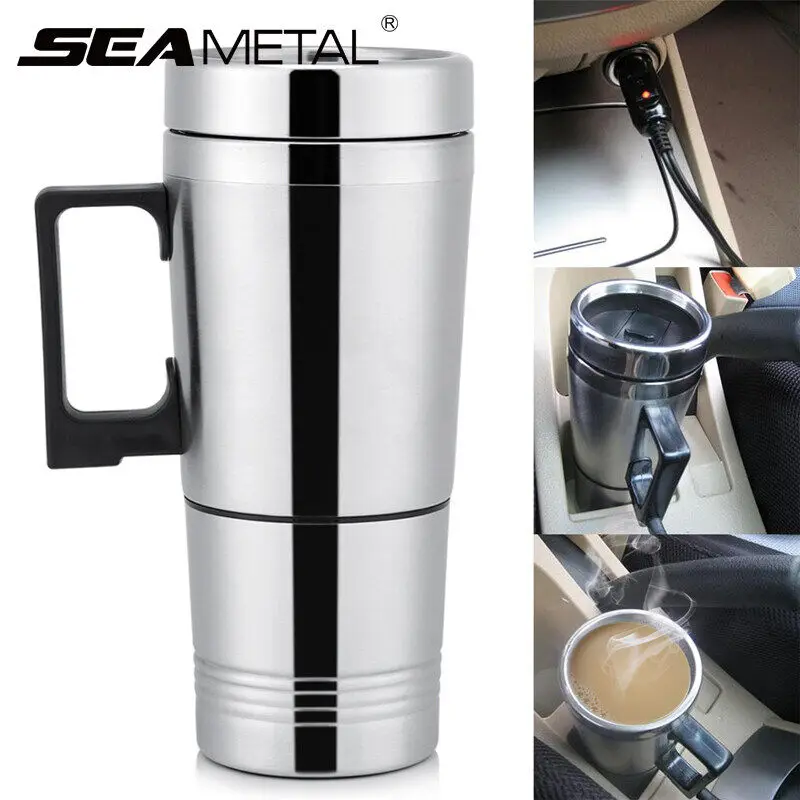 Seametal 12v 24v 300ml Auto Heiz becher Edelstahl Wasserkocher Wasser Kaffee Milch Thermo becher für Auto Winter zubehör Image