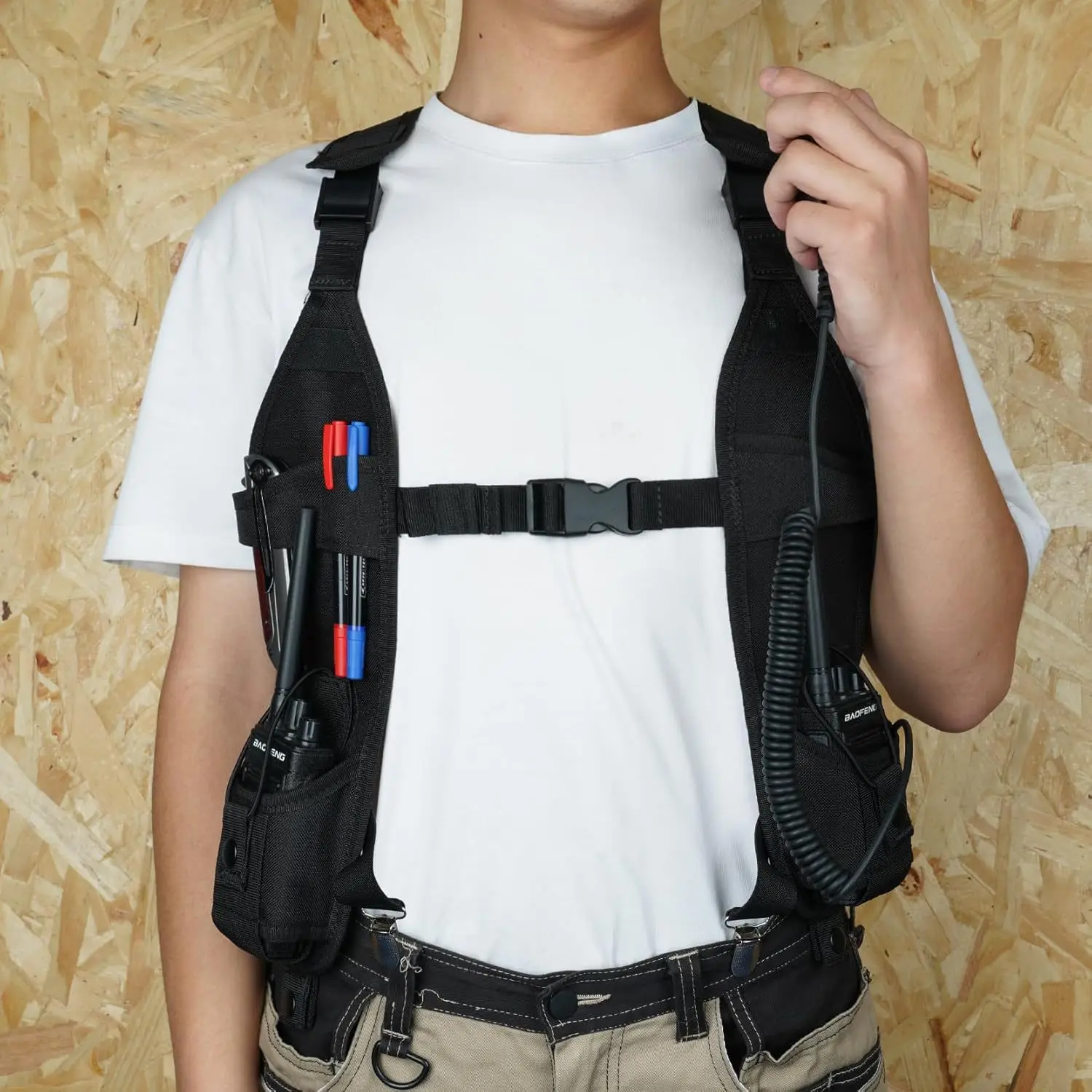 Universelles Doppelradio-Schultergurt-Holster, Zwei-Wege-Walkie-Talkie-Halter für Motorola, Baofeng, Radio Search Rescue Essentia Image