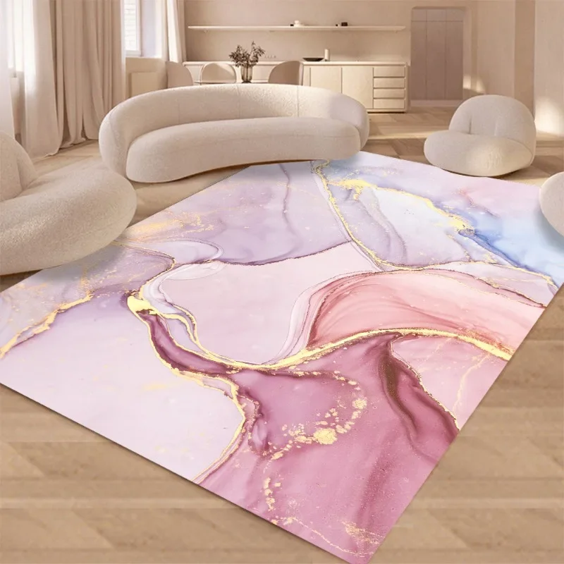 Rosa Marmor Tinte Malerei Muster rutschfeste Bodenmatte geometrische optische Fußmatte Wohnzimmer Dekor Teppich Schlafzimmer Teppich Dekoration Image