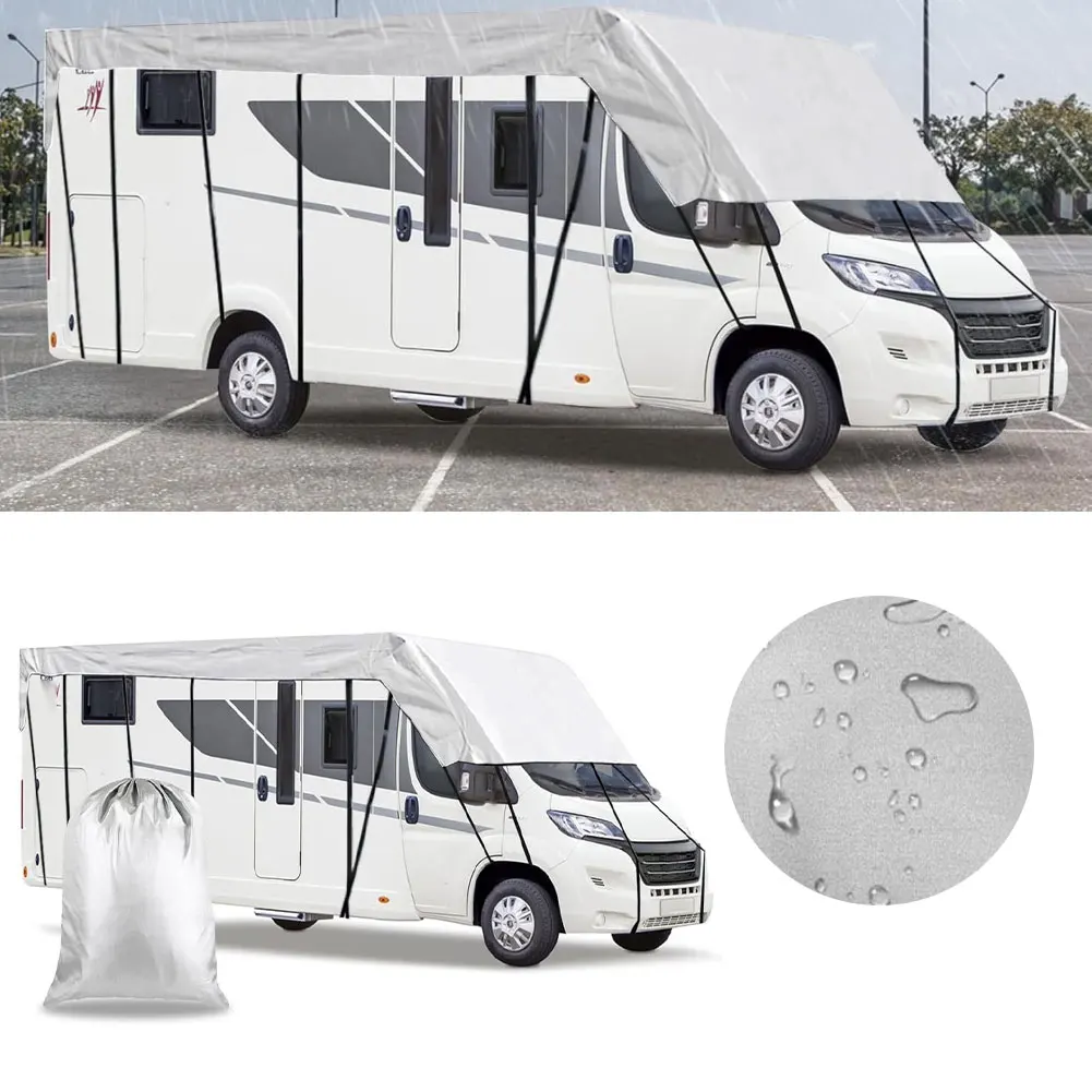 6,5-8,5 M RV Caravan Camping Dach Schutzhülle Baldachin Abdeckung 210D Wasserdichte Stoff Tuch UV Schutz Abdeckung Plane Image