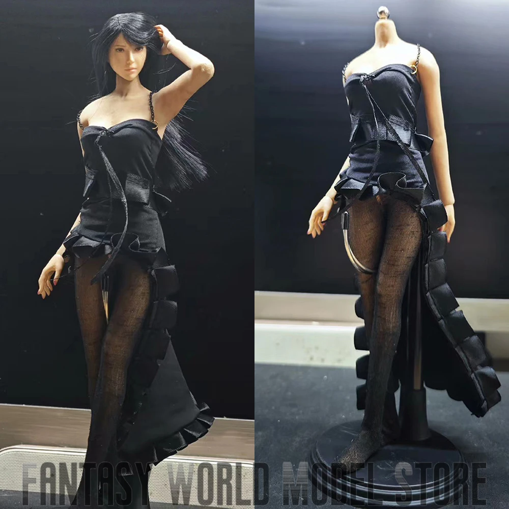 1/6 Maßstab weibliche Soldat Eisse ide nicht sterbende schwarze unregelmäßige Kleid passen 12 ''Action figur Körper puppen DIY Kleidung Image