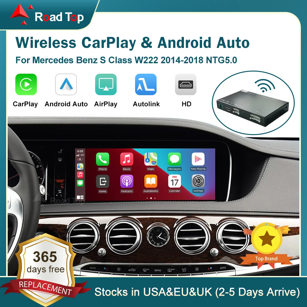 DE Kabelloses CarPlay für Mercedes Benz S-Klasse W222 2014-2018, mit Android Auto Mirror Link AirPlay Car Play Funktionen Image