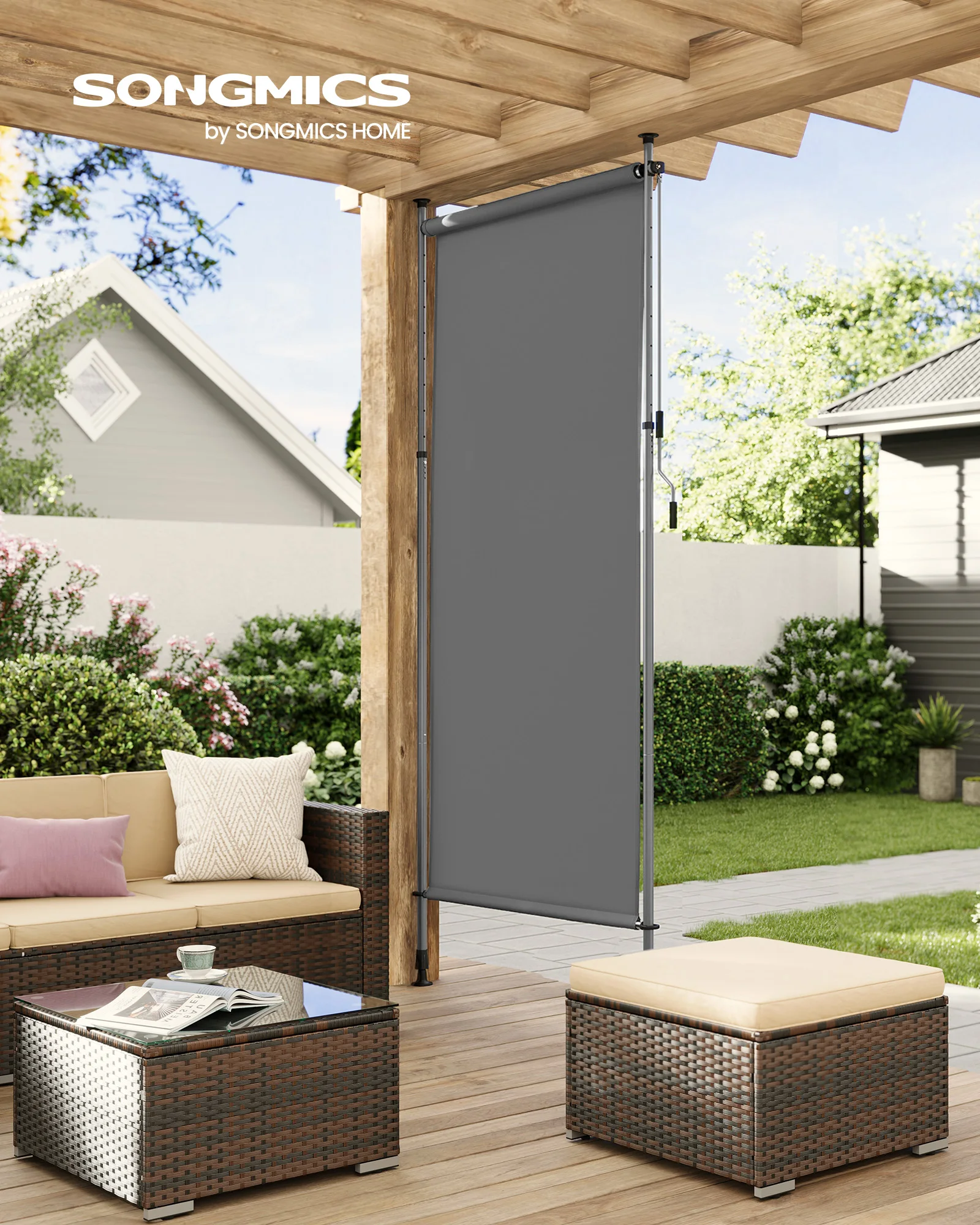 SONGMICS Senkrechtmarkise, höhenverstellbar, kein Bohren erforderlich Image