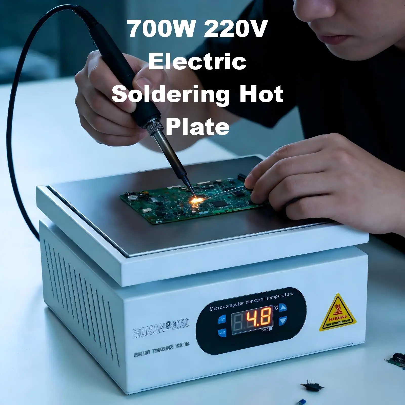700W 220V Schweißtisch Heizplatte 200X200mm Mikrocomputer EU-Standard Elektrische Heizplatte Vorheizgerät Schweißplatte zum Trennen Image