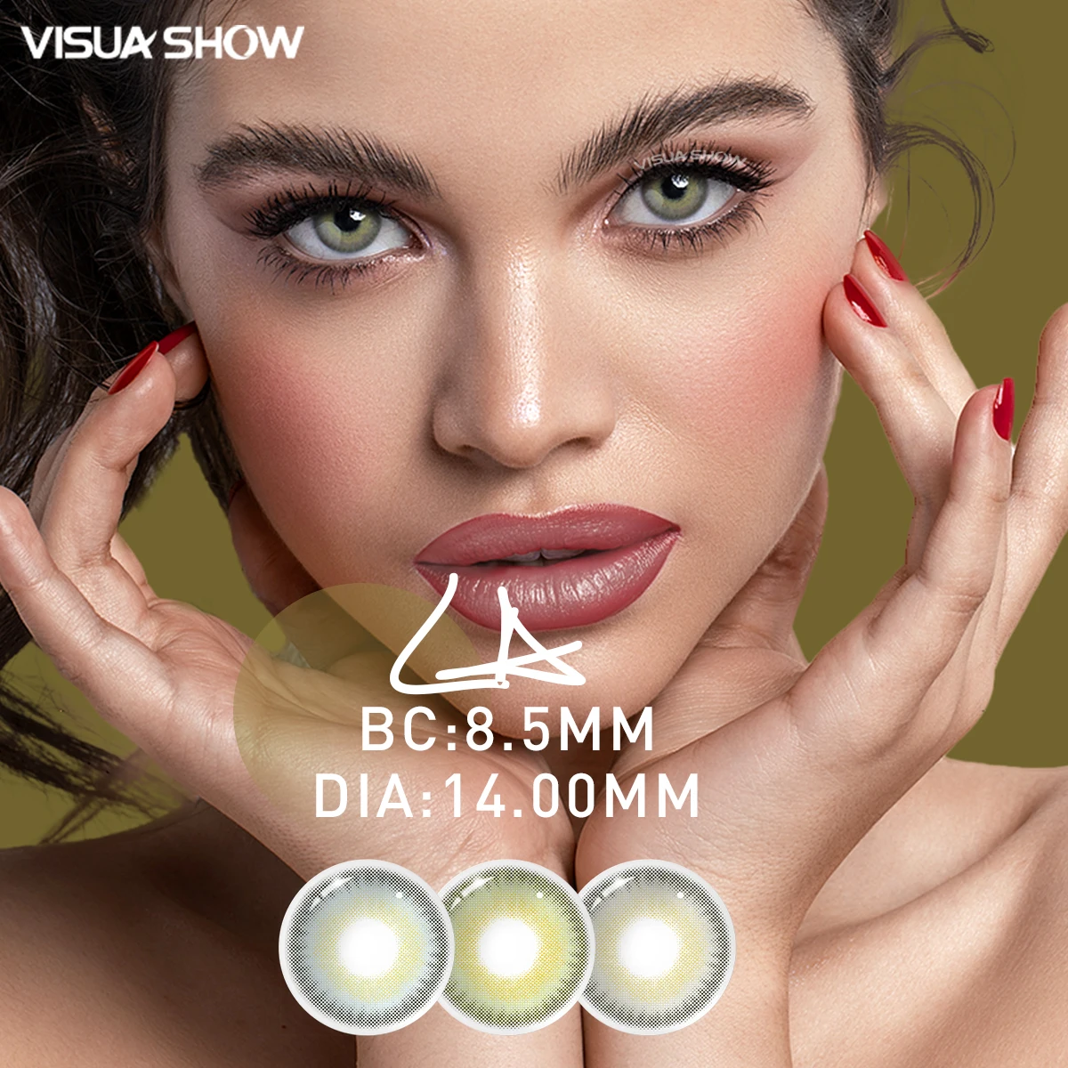 VISUASHOW Natürliche LA Girl Farbige Kontaktlinsen 2 Stück Kleine Pupille 6-Monats-Einweg-Schönheitslinsen Modische Augenfarblinsen Image