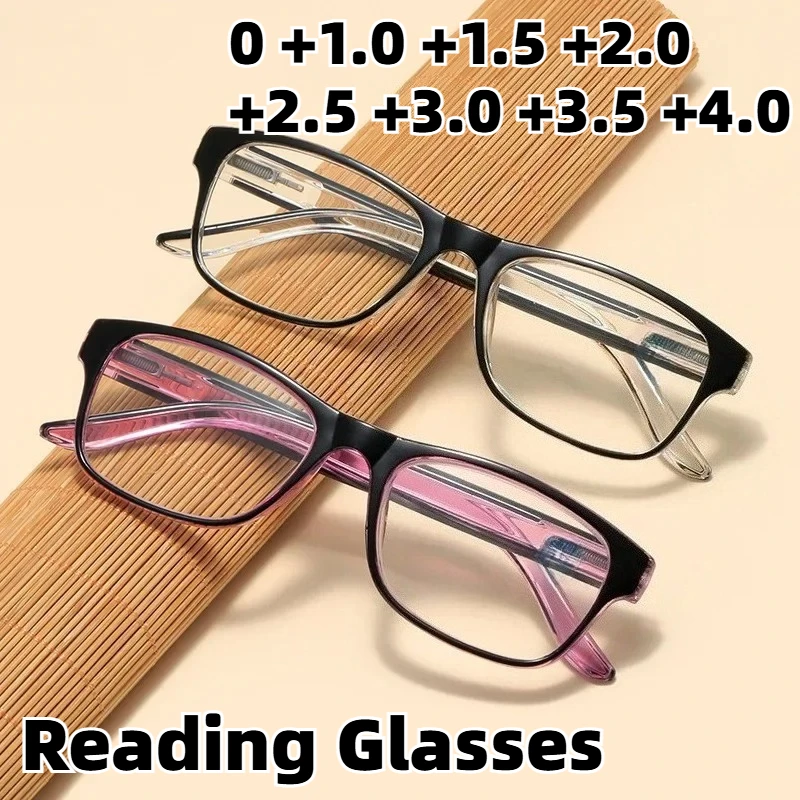 Anti-Blaulicht-Presbyopie-Brille mit quadratischem Rahmen, Unisex, hochauflösende Komfort-Lesebrille mit federbelasteten Bügeln Image