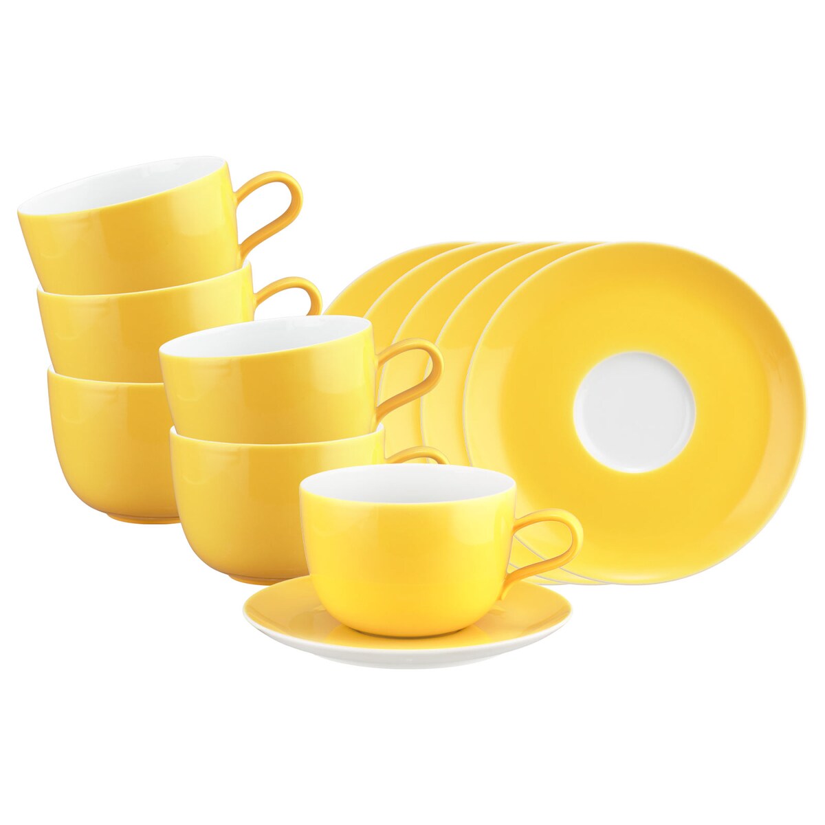 Seltmann Weiden Liberty Pure Colors Milchkaffeetasse mit Untertasse 380 ml 6er Set - Yellow Glow Image