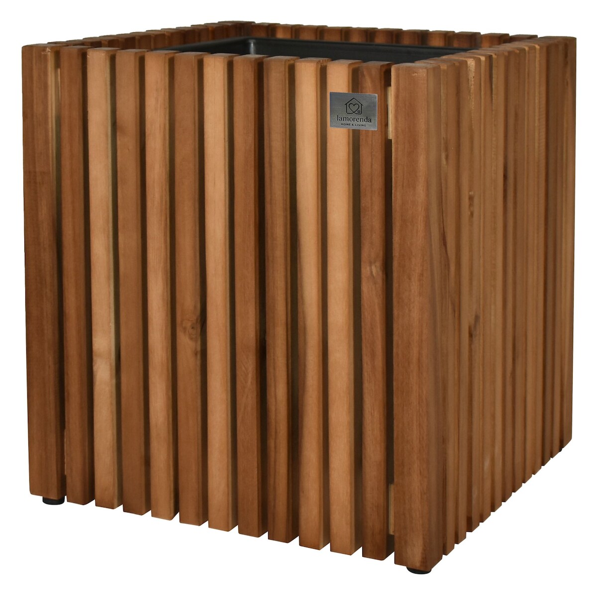 LAMORENDA Pflanzgefäß Akazienholz 36,5 x 36,5 x 40 cm Innen- und Außenbereich Braun Image