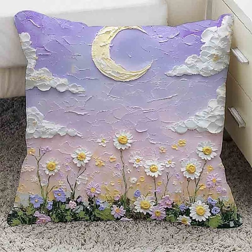 Kissenbezug mit Ölgemälde-Motiv, niedliches Mädchen-Herz-Design, abnehmbares Dekokissen für Auto, Sofa, Bett, Kopfstütze, Geschenk für Studenten Image