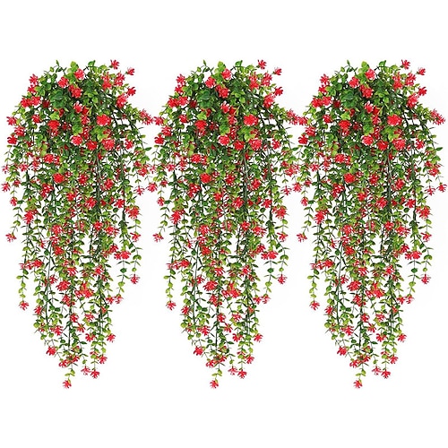 9 künstliche Hängepflanzen für den Außenbereich, künstliche Hängepflanzenranken, künstliche Eukalyptusblätter, künstliche Ranken, künstliche Pflanzen für Dschungelpartys und Hochzeitsdekorationen Image