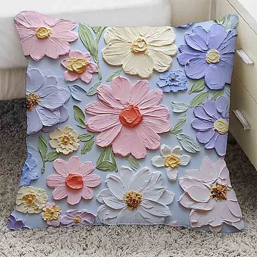 Kissenbezug mit Ölgemälde-Motiv, niedliches Mädchen-Herz-Design, abnehmbares Dekokissen für Auto, Sofa, Bett, Kopfstütze, Geschenk für Studenten Image