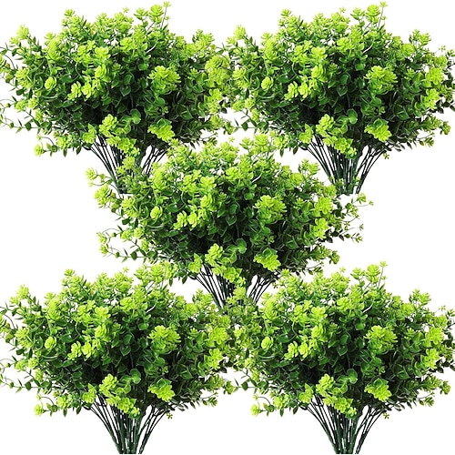 10 Bündel künstliches Grün, künstliche Stängel, Pflanzen, Blumen, Sträucher, künstliche Plastikpflanzen, künstliche Blumen in großen Mengen, Frühlings- und Sommerdekoration für Zuhause, Tisch, Image
