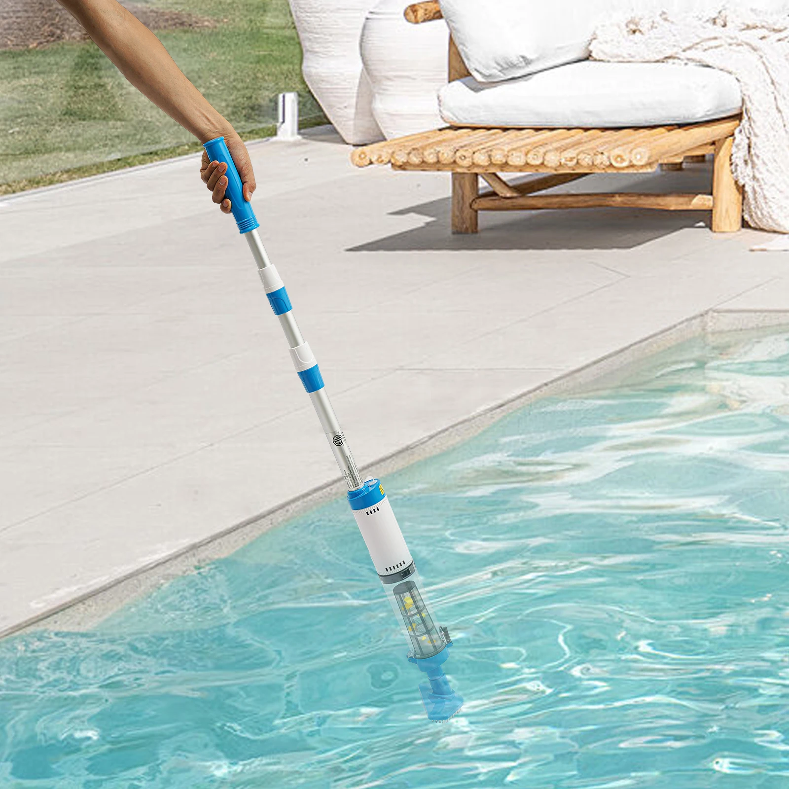 Aspirateur de piscine sans fil 2H autonomie IPX8 aspirateur de piscine automatique avec batterie 1600mAh pour bain à remous de piscine creusée