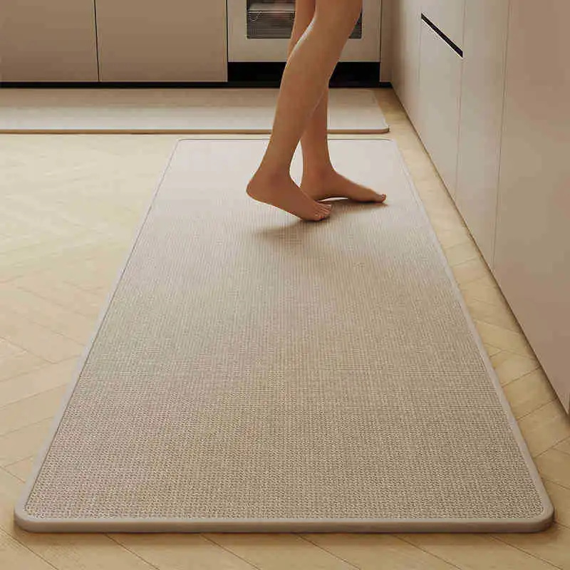 Solid Color Kitchen Mat Absorption Non-slip Home Door Rug Oil-proof Water Proof Bathroom Mat Home Wash Room Carpet Kitchen Carpe