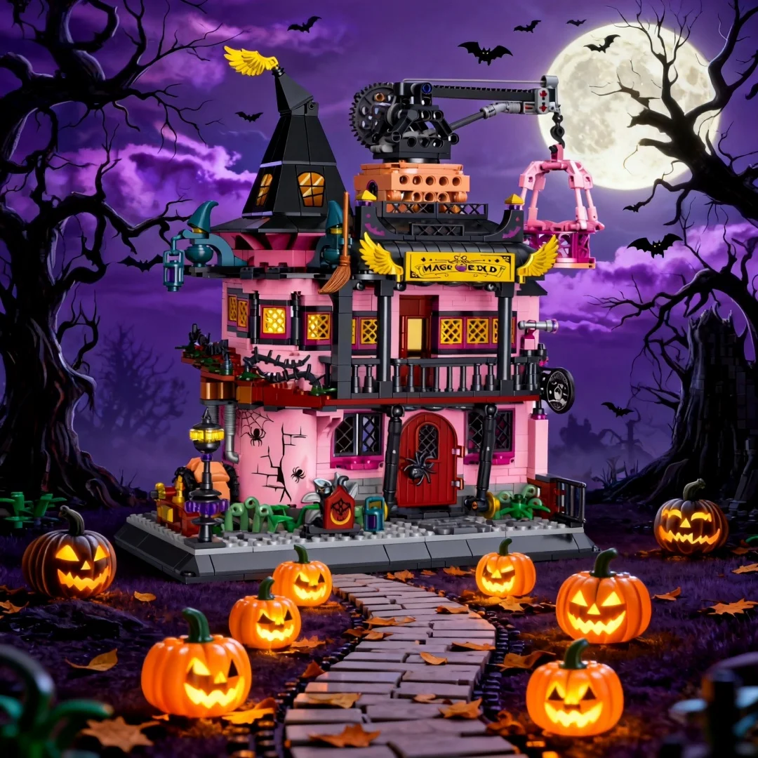 KNEW BUILT Ghost Ship Magic House Bausteinspielzeug – Lernspielzeug, perfekt für Halloween, Weihnachten, Neujahr, Weihnachtsgeschenk für Kinder Image
