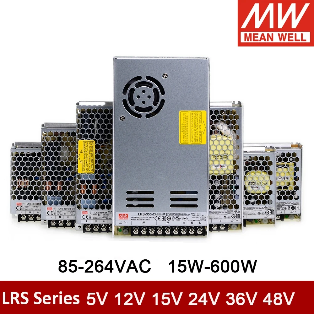 Mean Well RS-15 RS-25 LRS-35 50 75 100 150 200 350 450 600 W 5 V 12 V 15 V 24 V 36 V 48 V Schaltnetzteil mit Einzelausgang LRS-350W Image