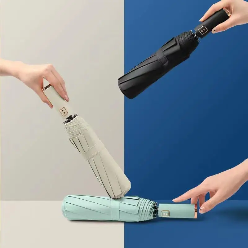 Reine Farbe Mode 105 cm Große Klapp Regenschirm Regen Frauen Geschenk Männer Sonnenschirm Mädchen Anti-Uv Wasserdichte Tragbare Reise Sonnenschirm Image