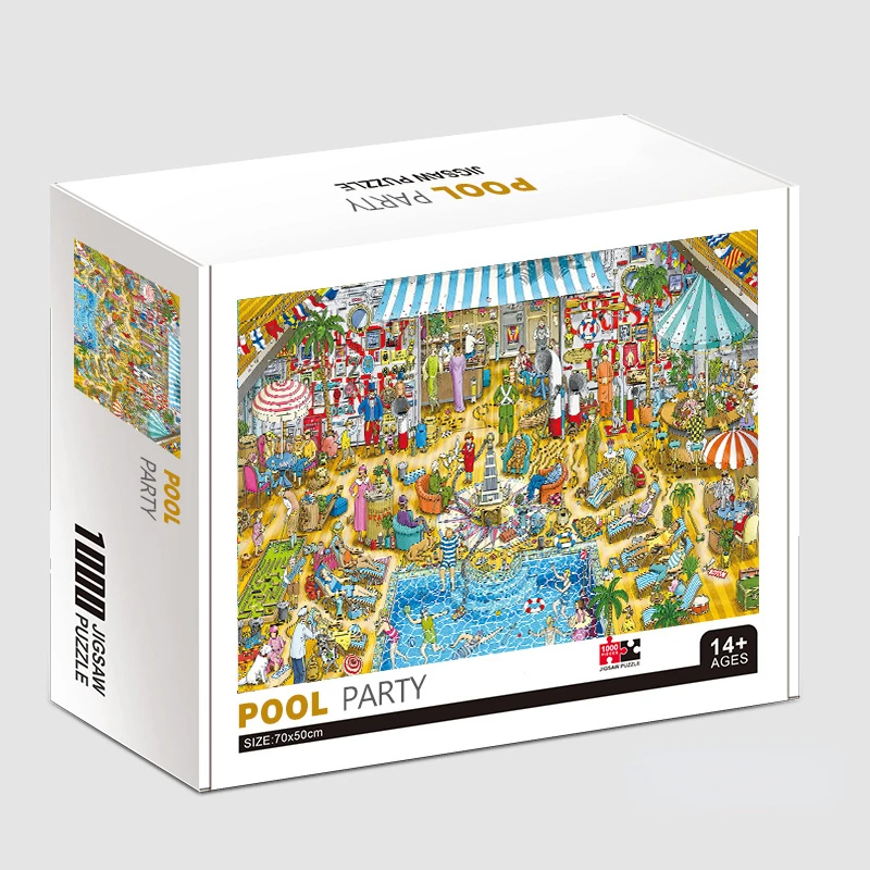 70 * 50 cm Erwachsenenpuzzle 1000 Teile Papierpuzzles Pool Party Berühmte Gemälde Serie Lernen Bildung Handwerk Spielzeug Geschenke Image