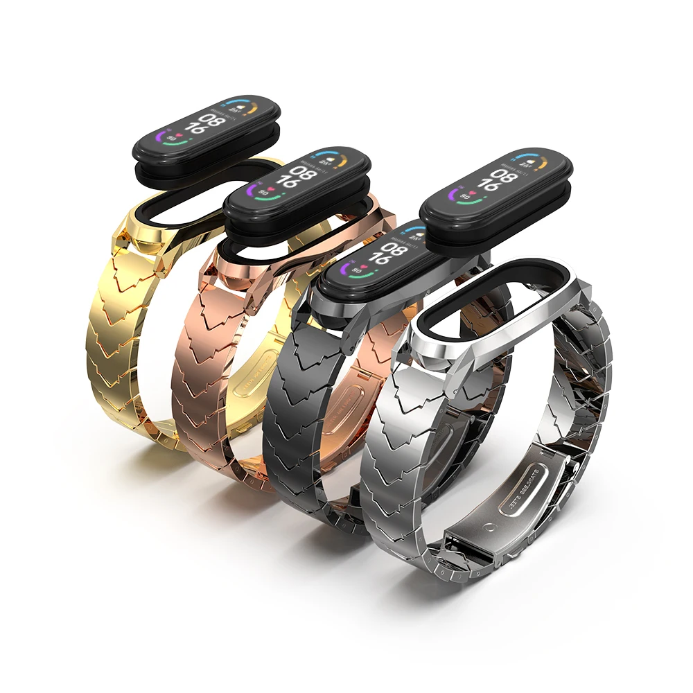Armband für Xiaomi Mi Band 5 6 7 NFC Global Metallarmband für Mi Band 6 Armband Edelstahl Armband für Miband 7 6 5 4 3 Correa Image