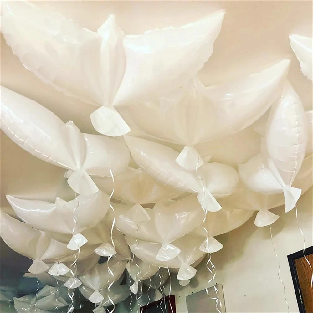 10 Stück fliegende weiße Taube Folien-Heliumballons Friedensvogel Taube aufblasbare Globos für Hochzeit Valentinstag Dekoration Lieferungen Image