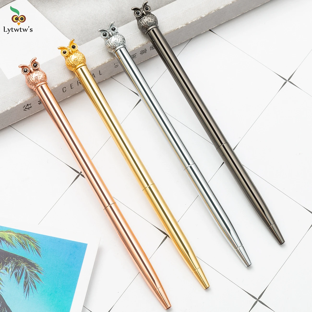 Kugelschreiber Eule Liebe Kristall Hochzeit Metall Kupfer Stift Büro Schulbedarf Schreibwaren Image