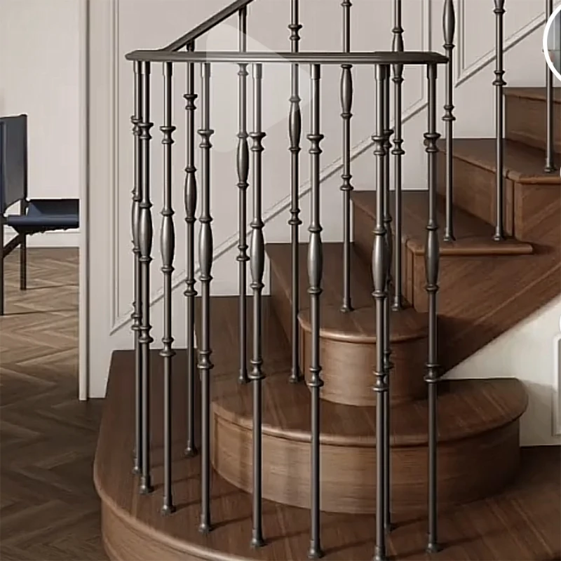 Kleiner Bauch, schmiedeeiserner Handlauf, Säule, modernes, einfaches, leichtes, luxuriöses, schlankes, zusammengebautes Treppenhaus-Balkongeländer Image