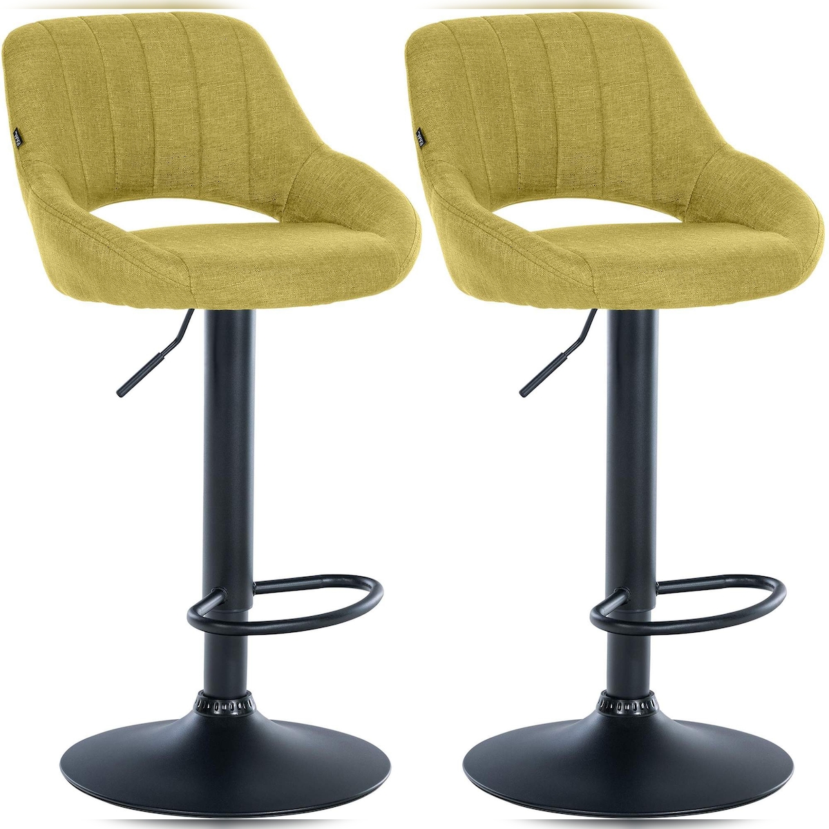 DELUKE 2er Set Barhocker SEGAD - Stoff Grün 47x48x85 cm Schwarz | Barstuhl Mit Lehne Tresenhocker Tresenstuhl Kneipenhocker Kneipenstuhl Image