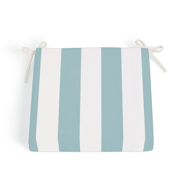 19" X 17-1/2" Replacement Seat Cushion - Knife-Edge, Knife Edge/Awning Stripe Aquatic - Grandin Road