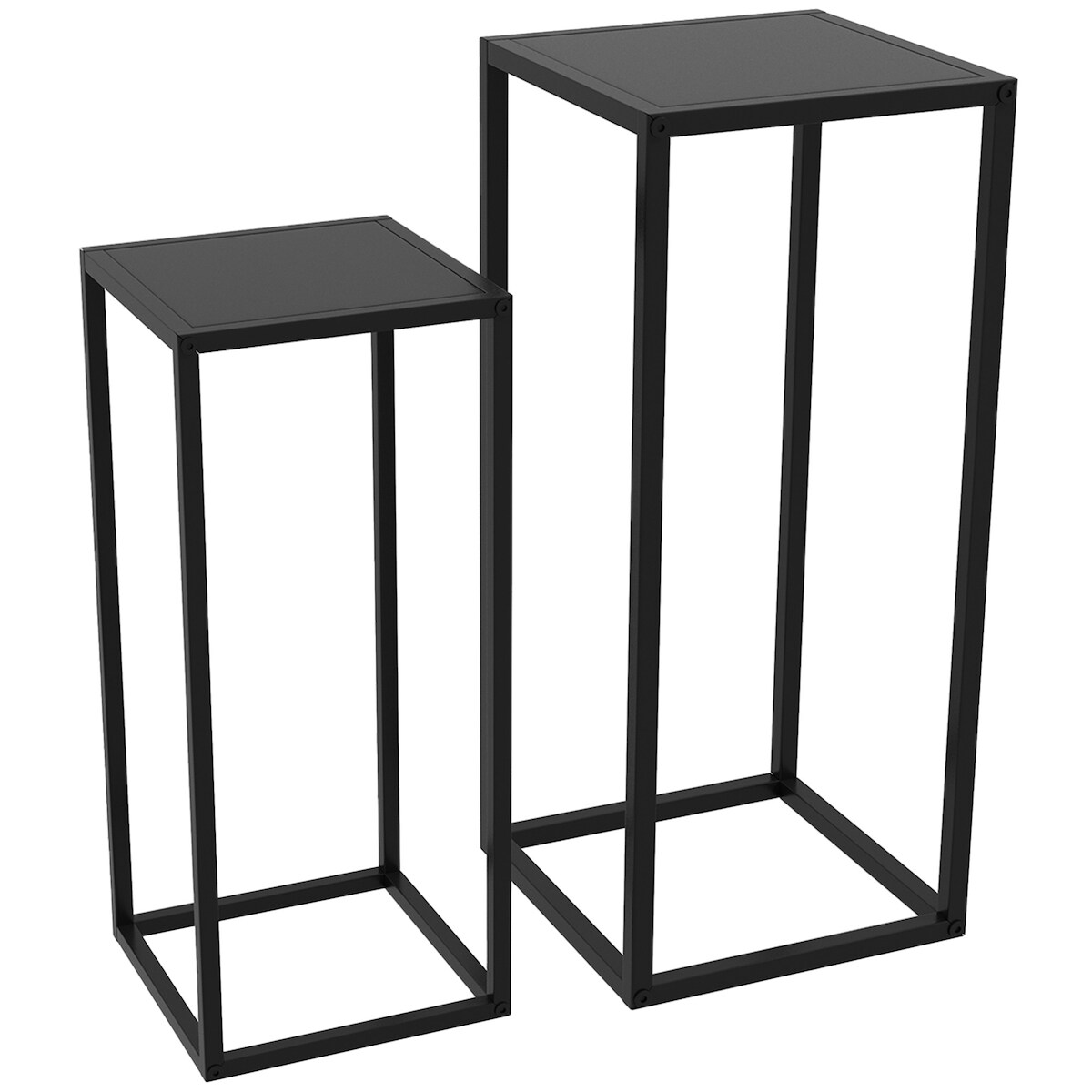 MODFU Pflanzenständer 2er Set aus Stahl Schwarz 31x31x65 cm stapelbar platzsparend skandinavisches Design für Balkon Garten und Wohnraum Image