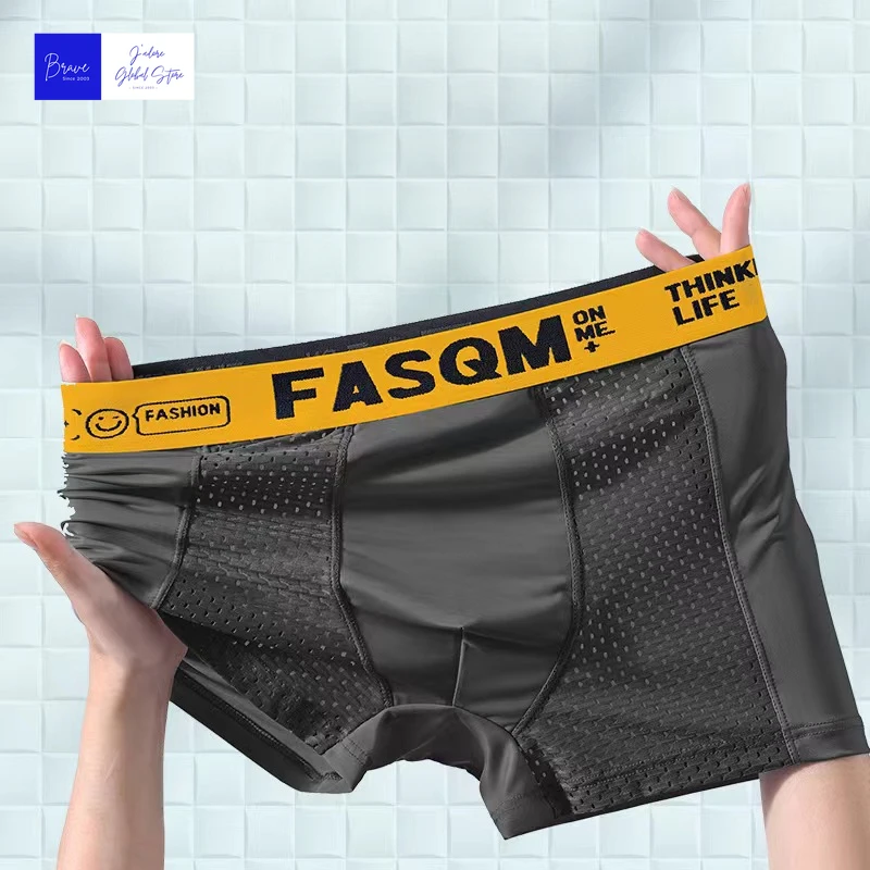 1pc boxer da uomo pantaloncini mutandine da uomo in seta di ghiaccio biancheria intima sexy senza cuciture mutande da uomo mutandine slip traspiranti antibatterici maschili