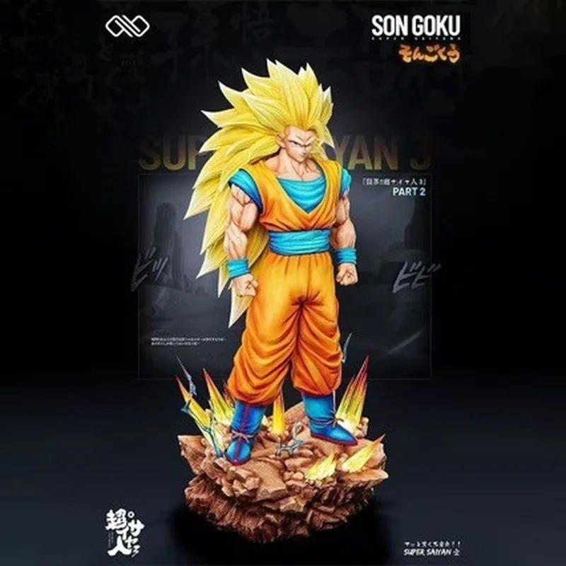 Nuova Action Figure Dragon Ball Z Son Goku SSJ3 2.0 da 35cm con Base LED, Super Saiyan 3 Goku, Modellino da Collezione in PVC, Giocattoli e Regali