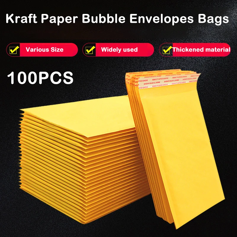 100 pz/lotto buste a bolle di carta Kraft buste buste postali imbottite buste di spedizione con sacchetto postale a bolle varie dimensioni giallo