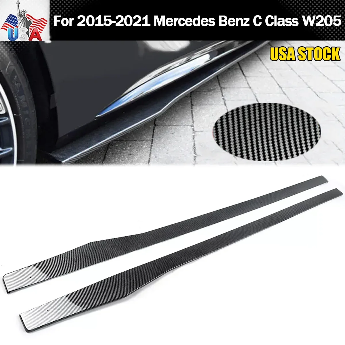 Splitter Laterale per Mercedes Benz Classe C W205 S205 C205 A205, Alettone Laterale Sportivo per Paraurti C63 C43 C200 C250 C300 2015-2021