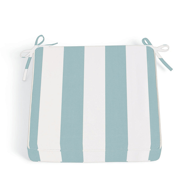 19" X 17-1/2" Replacement Seat Cushion - Piped, Piped/Awning Stripe Aquatic - Grandin Road